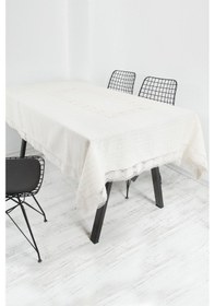 Resim Orta Dantelli Masa Örtüsü Krem 