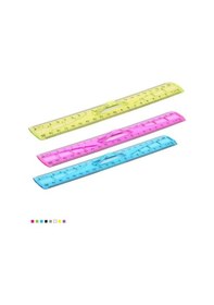 Resim Ergonomik Tutamaçlı 20 Cm Şeffaf Cetvel Çok Renkli 