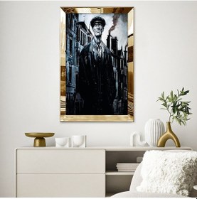 Resim Gold Aynalı Pleksi Çerçeveli Denizci Temalı Çizim Tablo 