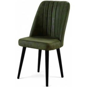 Resim Polo Sandalye - Milas Yeşil - Ahşap Siyah Ayaklı 