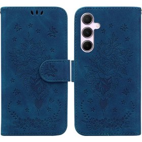 Resim Samsung Uyumlu A55 Kılıfı: Çiçekli Roza, Cüzdan, Kartlık 