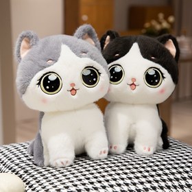 Resim Sevimli Simülasyon Kedi Peluş Oyuncaklar Kawaii Karikatür Dolması Hayvan Peluş Oyuncaklar Yumuşak Dolgu Kabarık Sevimli Ev Dekoru Koltuk Dekoru Oda Dekoru Tatil ve Doğum Günü Popüler Hediye Arkadaşlar ve Aile için 