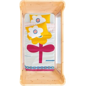 Resim Big Flower Çift Taraflı Pamuk Saten Sarı Bebek Nevresim Seti 100x150cm 