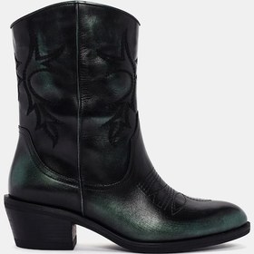 Resim Sam Kadın Yeşil Metalik Gerçek Deri Western Bot Yeşil 