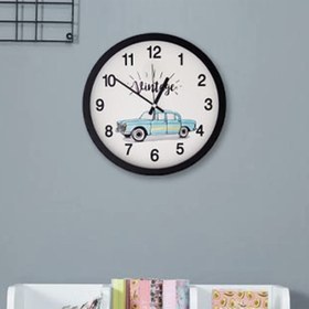 Resim Galaxy Vintage Araba Desenli Çocuk Odası Duvar Saati - Siyah - 30 cm 