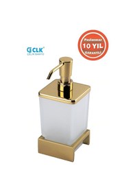 Resim Çelik Banyo Paslanmaz Pirinç Kumru Set Üstü Camlı Sıvı Sabunluk Altın Gold 