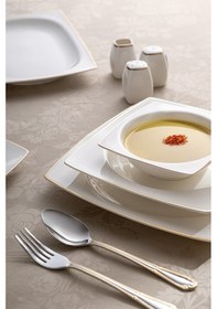Resim Emsan Yeni Karmen 60 Parça 12 Kişilik Yemek Takımı Kare Gold 