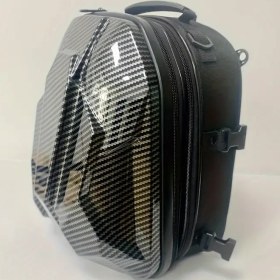 Resim 1 adet Karbon Fiber Motosiklet Kuyruk Çantası, Motosiklet Sırt Çantası Kask Çantası Motosiklet Bisiklet Motosiklet Aksesuarları için 