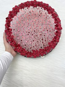 Resim ZEYMERADE Bordo Gelin Tefi 32cm Çiçek Pul Payet Parlak Taşlı Düğün Kına Nedime Bride Parti Defi 