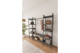 Resim Mobitopya Nilamu Elbise Dolabı / Metal Aksamlı / Antrasit Gri / Açık Dolap / Organizer / Askılık 