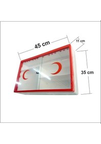 Resim Camlı Kapaklı Steril İlk Yardım Sağlık Kırmızı Ecza Kutusu Dolabı Kırmızı 