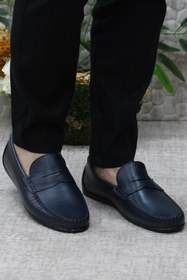 Resim Mehmet Mete 31020 Lacivert Deri Hakiki Deri Loafer Erkek Babet Erkek Ayakkabı 