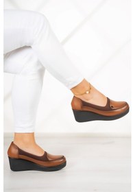 Resim Erkan Saçmacı Priscilla Taba Hakiki Deri Dolgu Topuklu Streç Günlük Ayakkabı Taba 