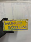 Resim Sarı Renk Üzeri Hologram Renk Mühür Gözlüm Yazılı Vantuzlu Cam Süsü 