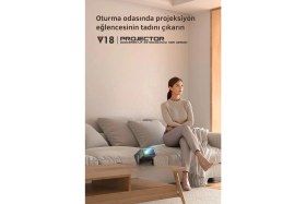 Resim Ensiga Taşınabilir 4K Projeksiyon Cihazı 1080P Full Hd Akıllı Projektör, Ev ve Ofis Için, Kablosuz Bağlantı 