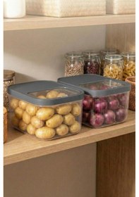 Resim 2'li 12 Lt Multibox Füme Kayar Kapaklı Saklama Kabı &amp Erzak Kabı &amp Patates Soğan Kovası 