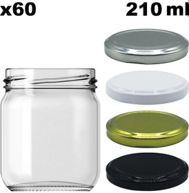 Resim Afracam 210 Ml Metal Kapaklı Şeffaf Cam Kavanoz 60 Adet Siyah 