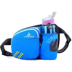 Resim Mavi Nylon Spor Bel Çantası - Koşu, Bisiklet, Dağcılık İçin - Su Şişesi Cepi, Hafif, Konforlu - Telefon, Anahtar, Cüzdan Taşıma Mavi Mavi 