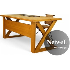 Resim Neiwel Ares Doğal Ahşap Çalışma Ve Ofis Masası-100cm-260cm Açık Ceviz 