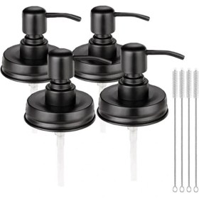Resim Xhang 4 Paket Kavanoz Pompaları ile Kavanoz Sabunluk Kapakları, Losyon Sabun Dağıtıcı Kapakları 16 Oz 4 Temizleyici Dahil Fırçalar | Sıvı Sabunluk Dispenseri (Siyah) 