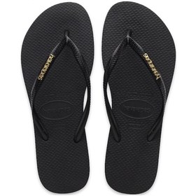 Resim Havaianas 4119875 Slim Logo Metallic Parmak Arası Siyah Kadın Terlik Haki 