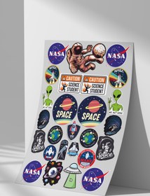 Resim Sticker Market Nasa, Space Sticker Seti, Düz Yüzeyler Için A4 Boyutu Çıkartma Etiket Seti 