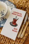 Resim Pratik "Günün En Güzel Saati Çay Saati" baskılı peçete 