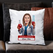 Resim En Başarılı Kadın Hermatolog Karikatürlü Yastık 