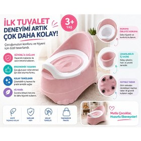 Resim Ergonomik Bebek Lazımlık Kaymaz Tabanlı, Çıkarılabilir Hazneli Eğitici Tuvalet 3+ Yaş Açık Pembe 