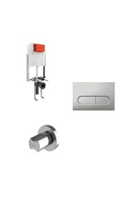 Resim Triton Gömme Rezervuar Set Mat Krom Capsule Kumanda Paneli+v100 Stop Valf Krom - Mat 