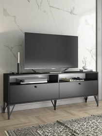 Resim Woodn Love Astreo 160 Cm Metal Ayaklı Tv Ünitesi - Siyah / Siyah 