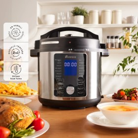 Resim Karaca Cooker 2in1 6l Çok Amaçlı Basınçlı Pişirici Akıllı Elektrikli Düdüklü Tencere ve Airfryer Silver 