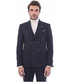 Resim Wessi Kruvaze Slim Fit Erkek Siyah Ceket Siyah 