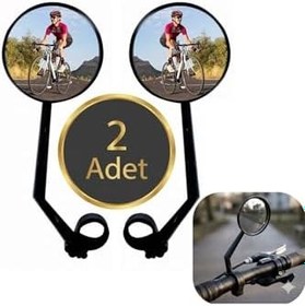 Resim 2 Adet Bisiklet Aynası Geniş Açı 20 Cm Uzunluk 8 Cm Ayna Çapı Ayarlanabilir Güvenli Sürüş Aynası 