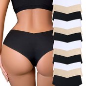 Resim 12 adet Düz Renk Trackless Briefs Bayan İç Çamaşırı, Yenilikçi İç Çamaşırı, Dikişsiz Katı İç Çamaşırı: Kadın İç Çamaşırı ve İç Çamaşırı Rahat ve Nefes Alabilir İntim Temas 