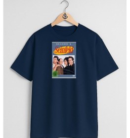 Resim Oversize Jerry Seinfeld Elaine Benes Seinfeld Göğüs Tasarımlı Unisex T-shirt Lacivert 