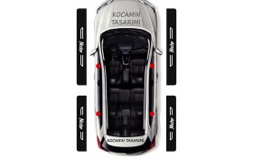 Resim Chery Niche Yazılı Karbon Kapı Eşiği Siyah Beyaz Dekoratif Kapı Koruyucu 4'lü Set Chery Niche 