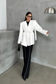 Resim msm fashion Kadın Oversize Blazer Ceket Kuşaklı Omuz Detaylı 