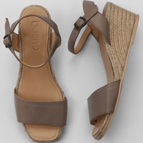 Resim Bueno Shoes Gri Deri Kadın Dolgu Topuklu Sandalet 01ws10304 