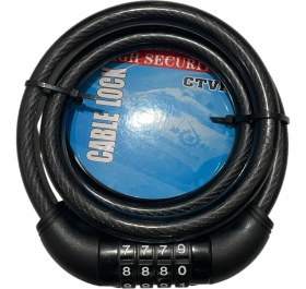 Resim Tvr Bisiklet Şifreli Kilit 12 mm 100 cm Siyah ( Ayarlanabilir Şifre ) 