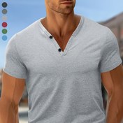 Resim Erkekler için Hafif ve Nefes Alabilen Henley Gömlek - Çabuk Kuruyan, Nem Emici V-Yaka Düğme Detaylı Tişört, Yumuşak Esnek Kumaş Golf, Spor ve Günlük Giyim İçin, Düz Yeşil, Sporlu Rahat Giyim | Düğmeli Henley | Nefes Alabilen Giysi 