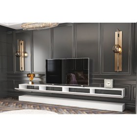 Resim Givayo Montana Tv Ünitesi Duvara Monte 280 cm Beyaz 