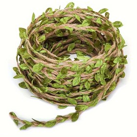 Resim 1 adet, 20m/787.40in Yapraklı Kenevir İpi, Yapay Rattan Doğal Kenevir İpi, Orman Avı Doğum Günü Partisi Süslemesi İçin Jüt Yapraklı Kurdele, Dokuma Dekoratif Rattan Sanatı ve El Yapımı Ev Ambalajı Süslemesi Parti Süslemesi, Ev Dekoru, Oda Dekoru 
