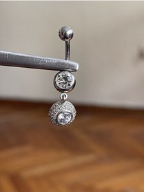 Resim Cerrahi Çelik Piercing Ful Zirkon Taşlı Piercing Ful Zirkon Taşlı Göbek Piercingi Mavi 
