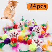 Resim 24 adet Etkileşimli Kedi Oyuncakları Tüylerle - Gerçekçi Av Simülasyonu, Diş Çıkarma ve Ağız Sağlığı, Canlı Renkler (Pembe, Yeşil, Sarı, Turuncu, Mor) - Dayanıklı Polyester Karışımı, Pil Gerektirmez - Tüm Irklar İçin Mükemmel Doğum Günü Hediyesi, Etkileşimli Kedi Oyuncakları, Oyun Sever Tasarım, Dokulu Yüzey 