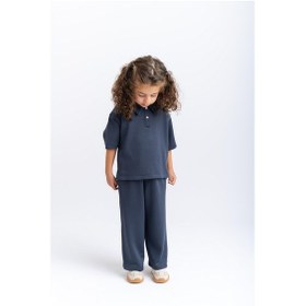 Resim Oliventhekid Unisex Polo Yaka Bol Paçalı Takım Lacivert Lacivert 