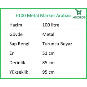 Resim E100 Metal Market Alışveriş Arabası 100 Litre 