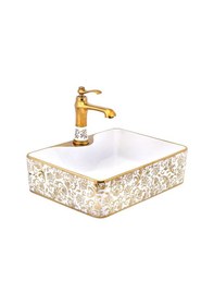 Resim İsaoğlu Yapı Gold Çanak Lavabo Kare Tasarım Gold Beyaz İşlemeli Seramik 48x37 Armatür Hariçtir Beyaz 