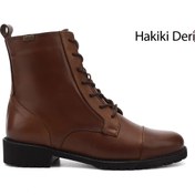 Resim GÖNDERİ(R) Kadın / Kız Taba Antik Fermuarlı Kauçuk Taban Hakiki Deri Postal Bot 