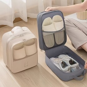 Resim Dayanıklı Polyester Seyahat Ayakkabı Saklama Çantası - Ayakkabılar, Botlar ve Seyahat Aksesuarları için Taşınabilir Bagaj Düzenleyici, Elde Yıkanabilir, Ayakkabı Saklama Düzenleyici, Aksesuar Düzenleme, Sağlam Fermuar Kapanışı 